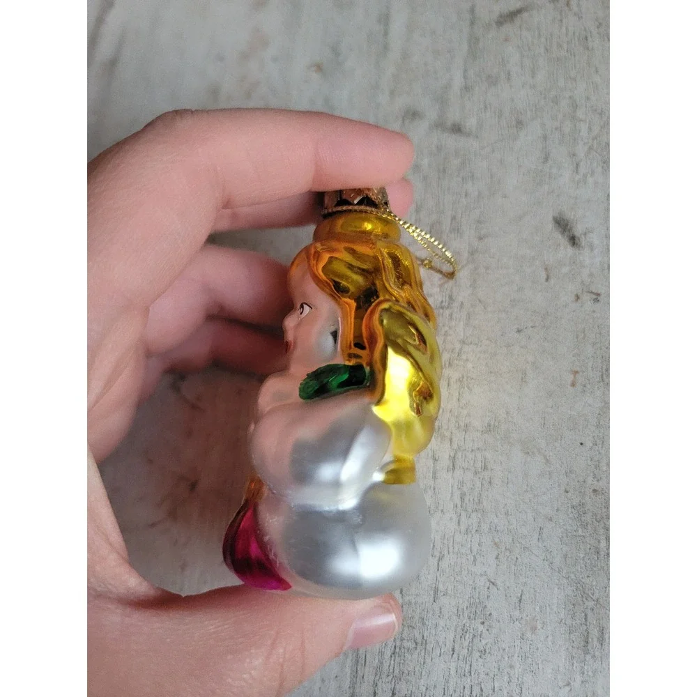 Vintage glass praying Angel‎ girl ornament Xmas religious